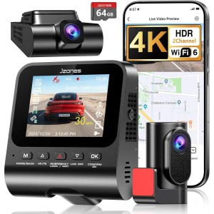 Dash Cam Front and Rear - 4K WiFi Dash Cam for Cars, 3 Channel Front and Inside Rear Camera with APP, Car Camera with GPS, Night Vision, 24H Parking Mode, Loop Recording, G-Sensor, Support 256GB Max
